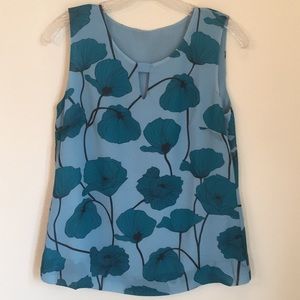 CAbi Turquoise Poppy Swing Top